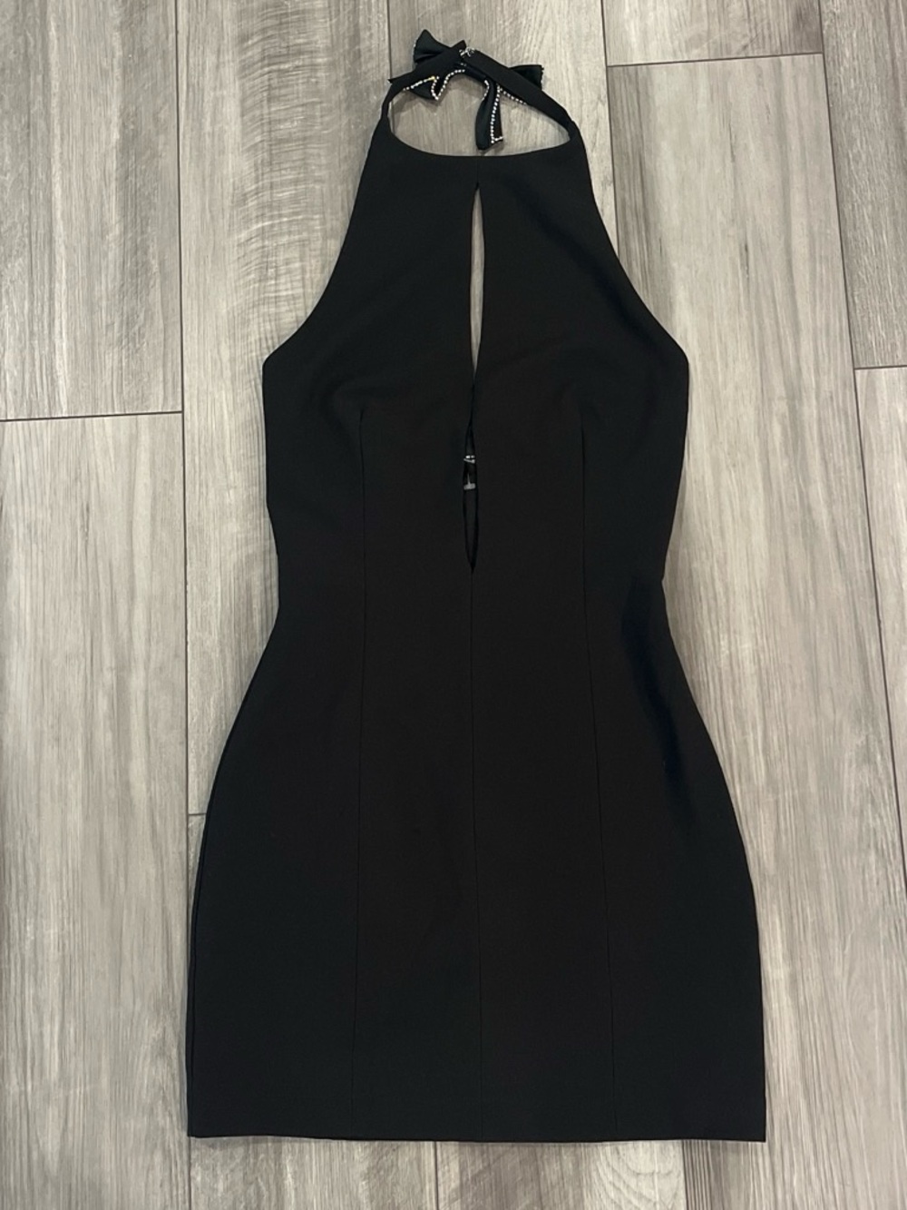 Women's Black Halter Cut Out Mini Dress